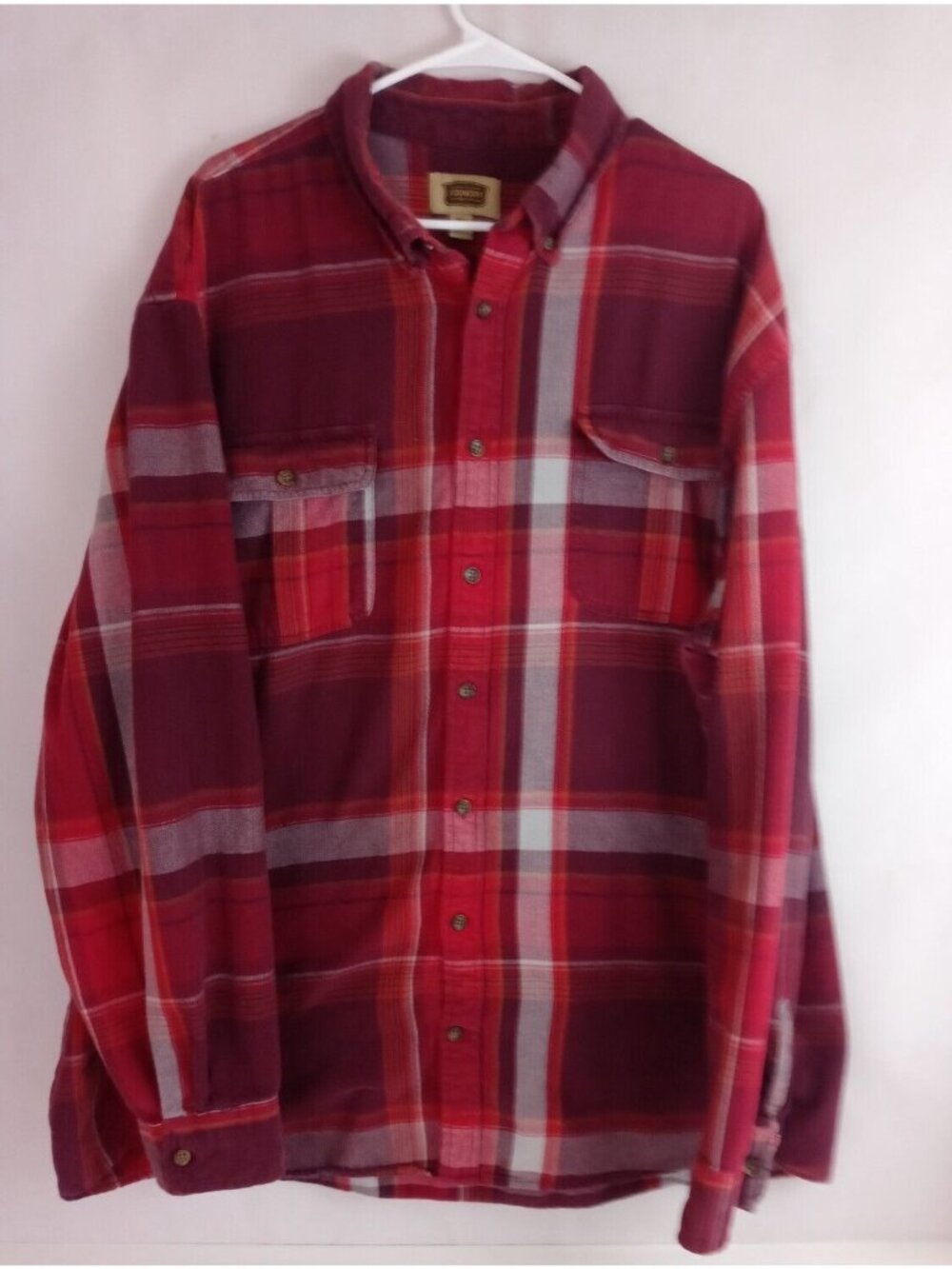 The Foundry Supply Co. Men's Red Plaid Casual Shirt Size 3XLT  100% Cotton
